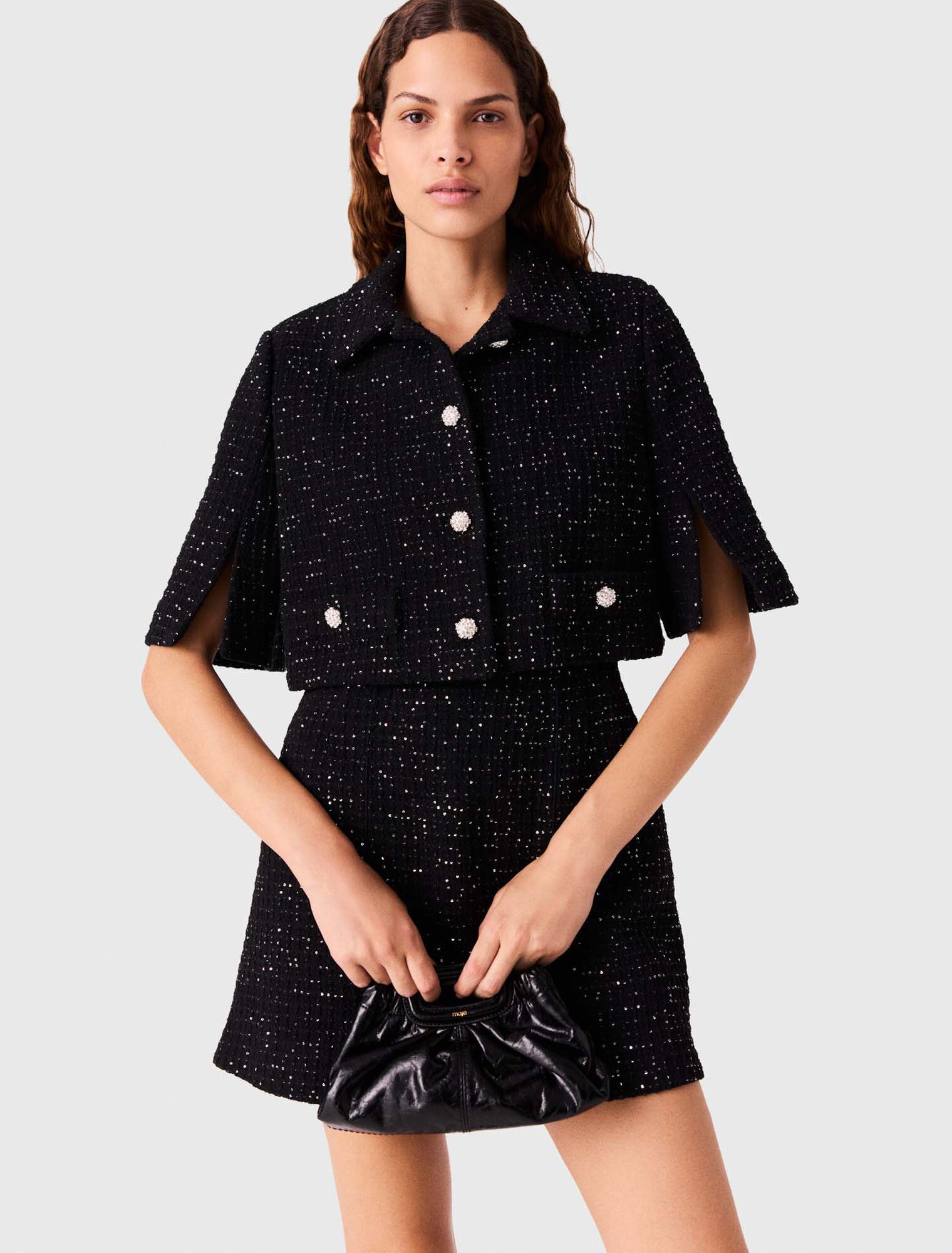2-in-1 sequin tweed dress
