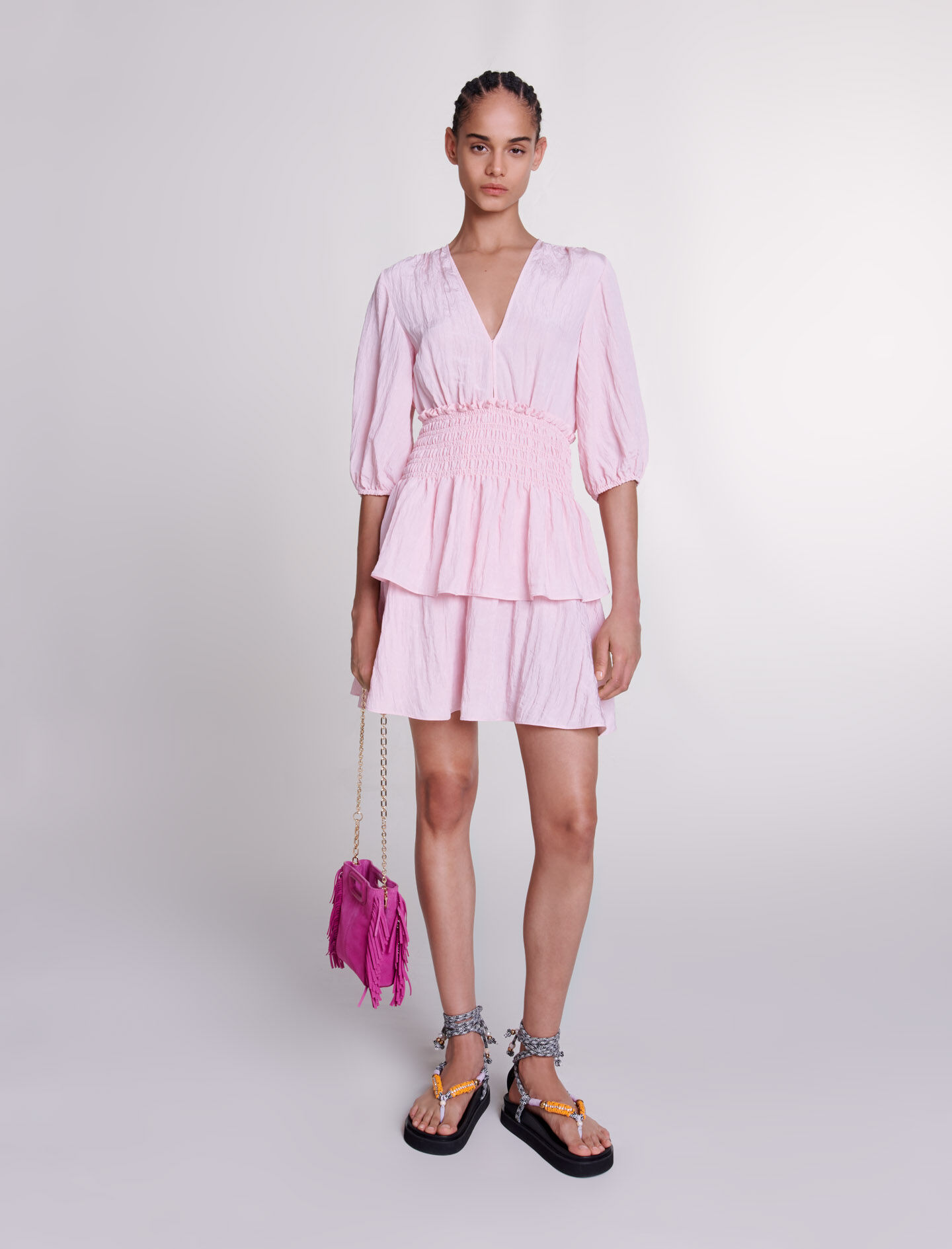 Robe courte à volants new arrivals