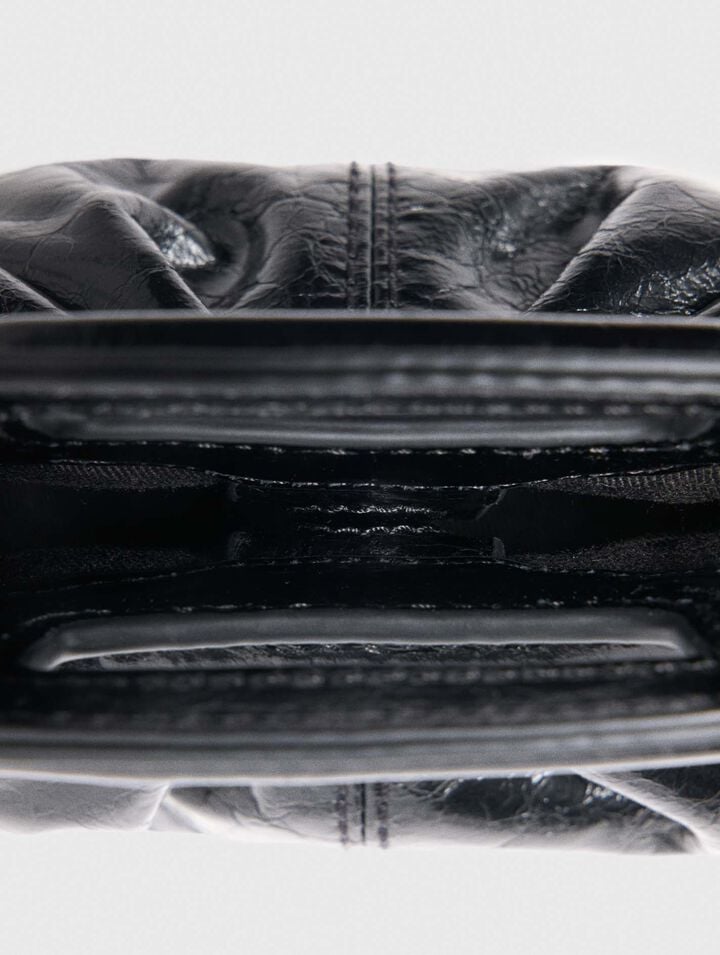 Crackled leather mini clutch