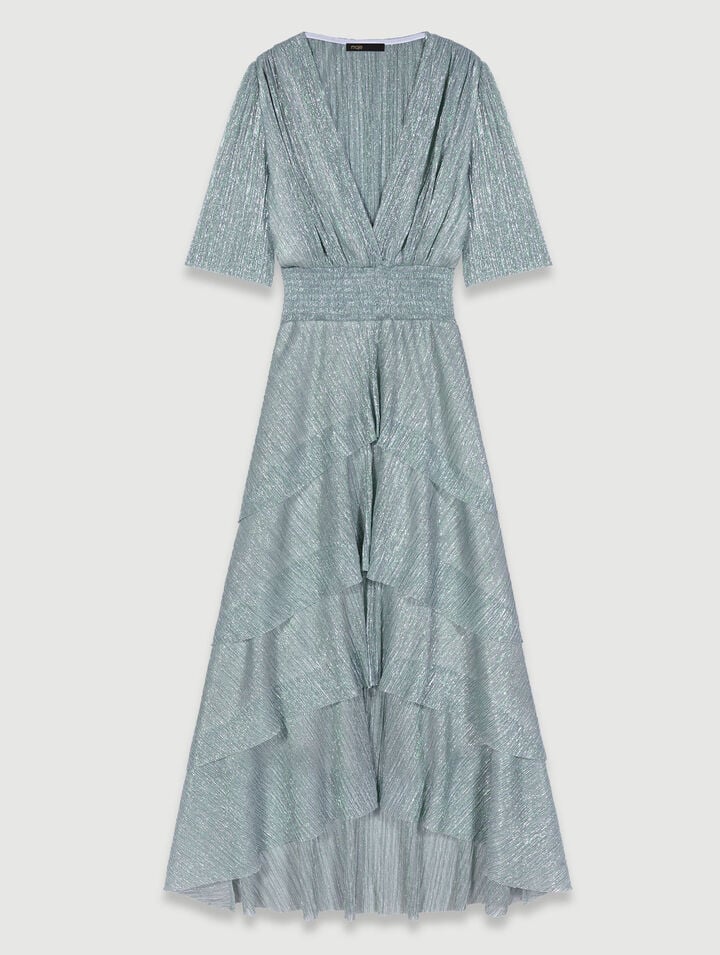 Robe à volants en lurex stretch