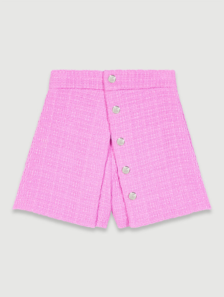 Panelled tweed shorts