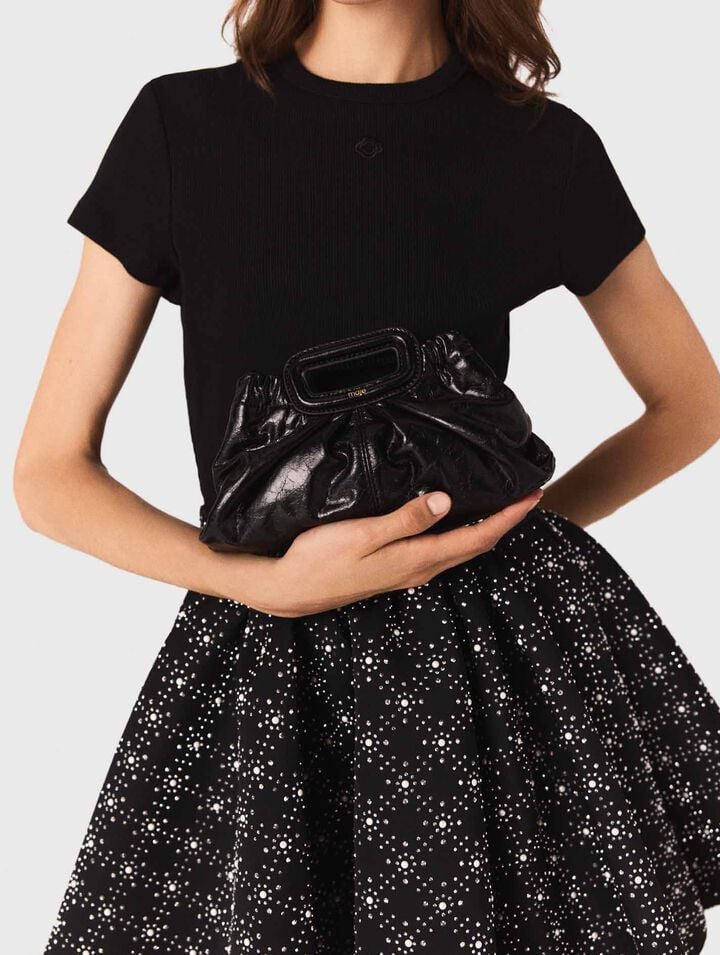 Crackled leather mini clutch