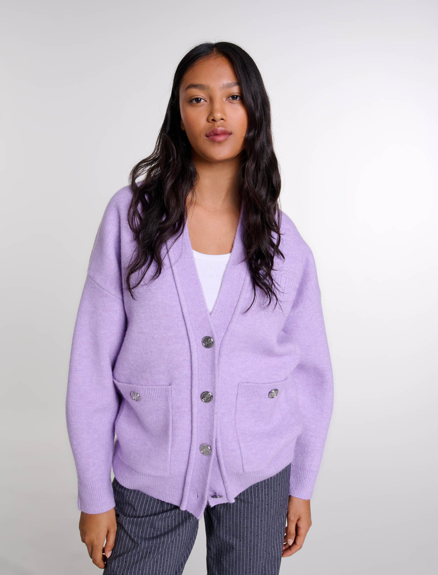 MAJE 売れ筋商品|||マージュ カーディガン アウター レディース Cardigans Purple Longline cardigan Purple For Women | Maje