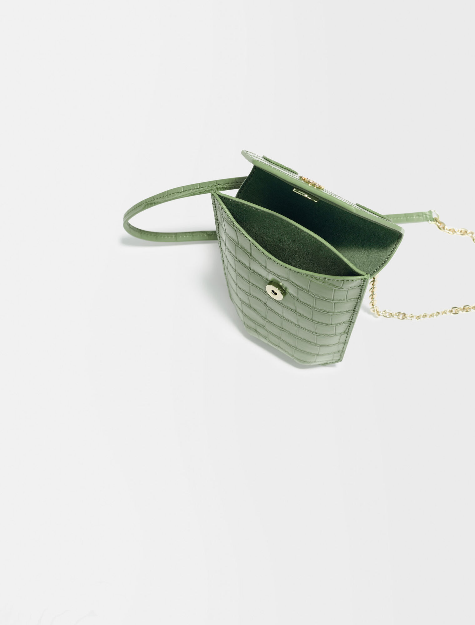 Porte téléphone en cuir embossé croco