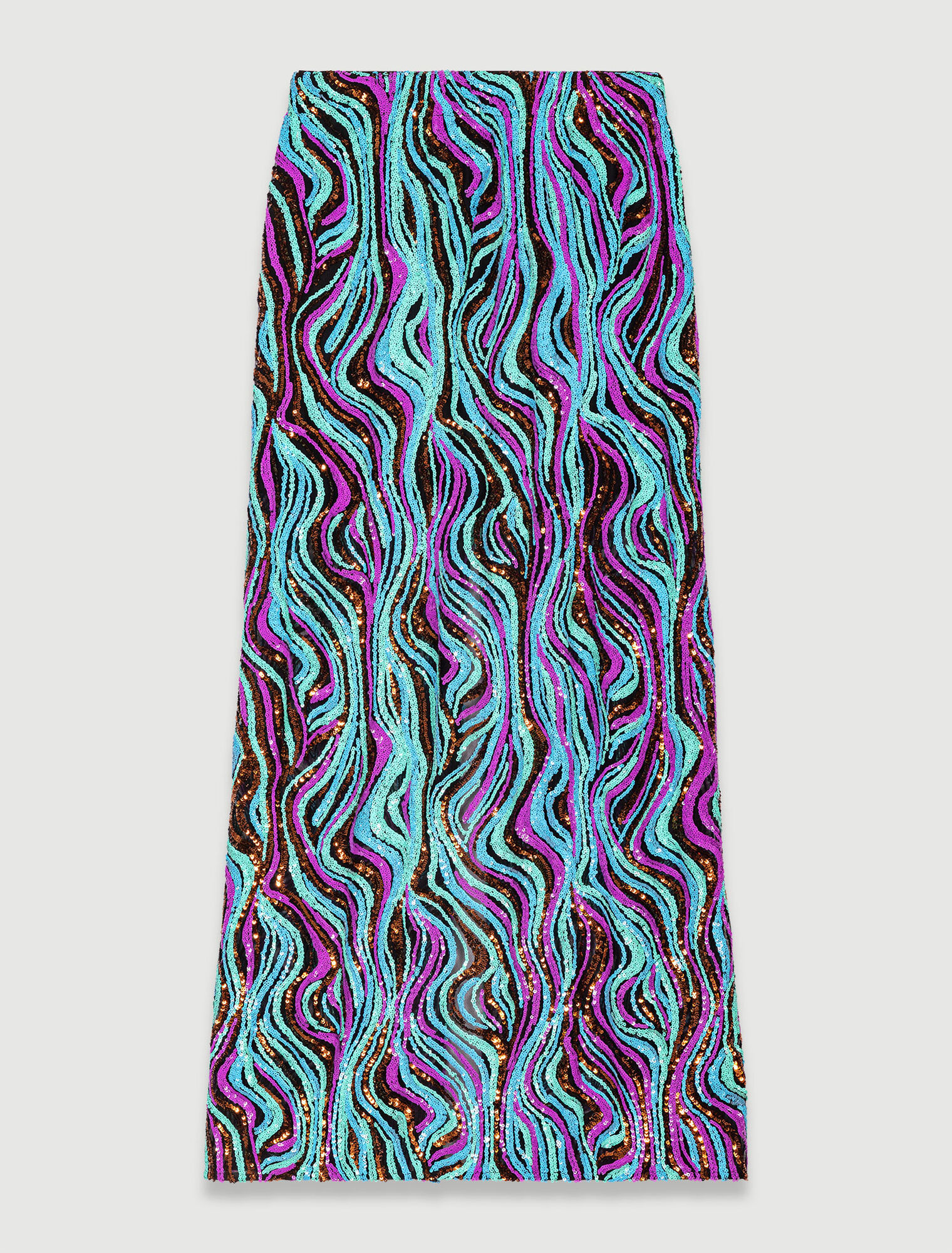 Jupe longue à sequins brodés