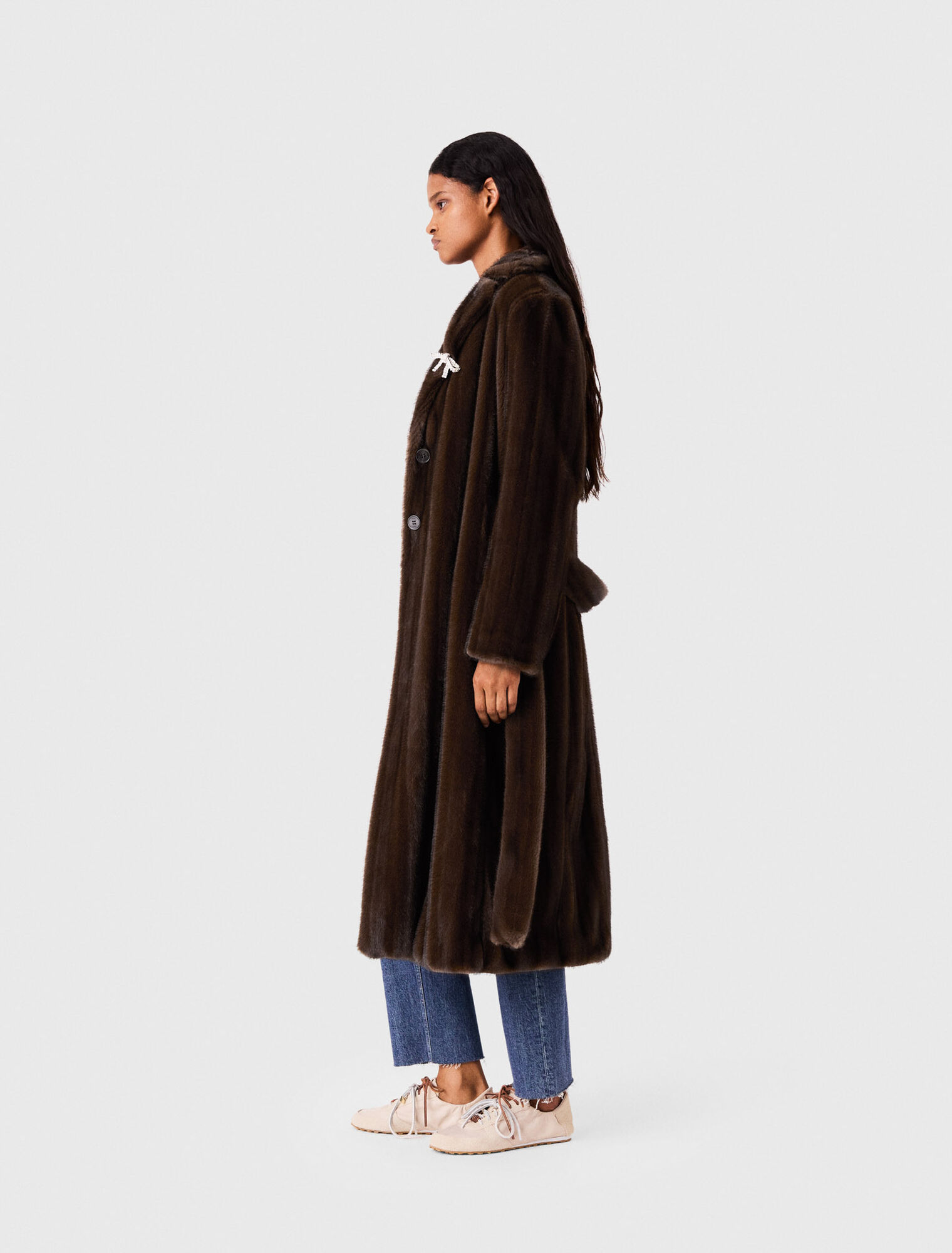 Manteau long en fausse fourrure