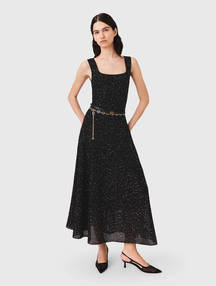 Rhinestone knit maxi dress
