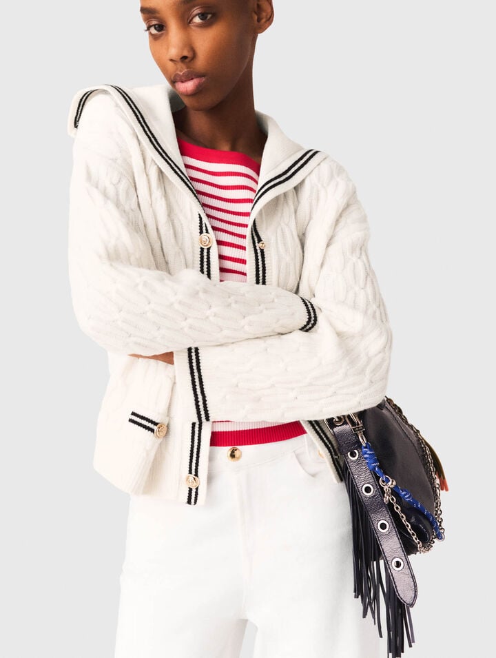 Cardigan torsad&eacute; avec col bateau