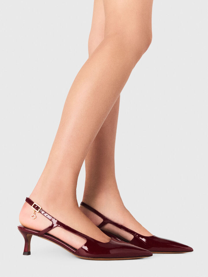 Escarpins slingback en cuir vernis