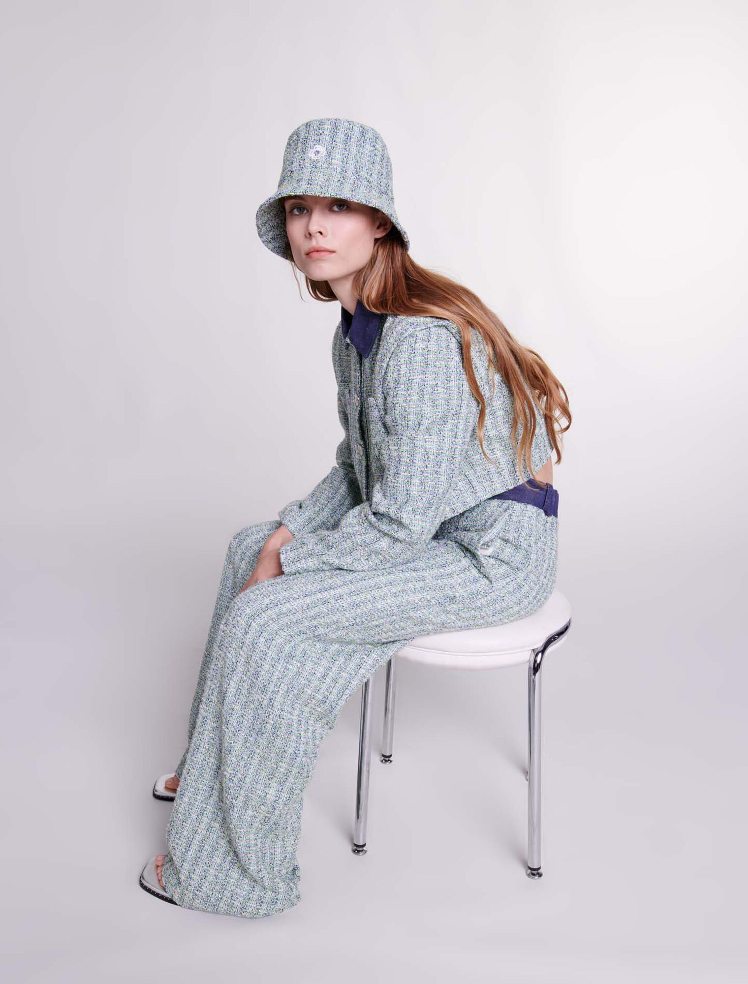 Pantalon large en tweed