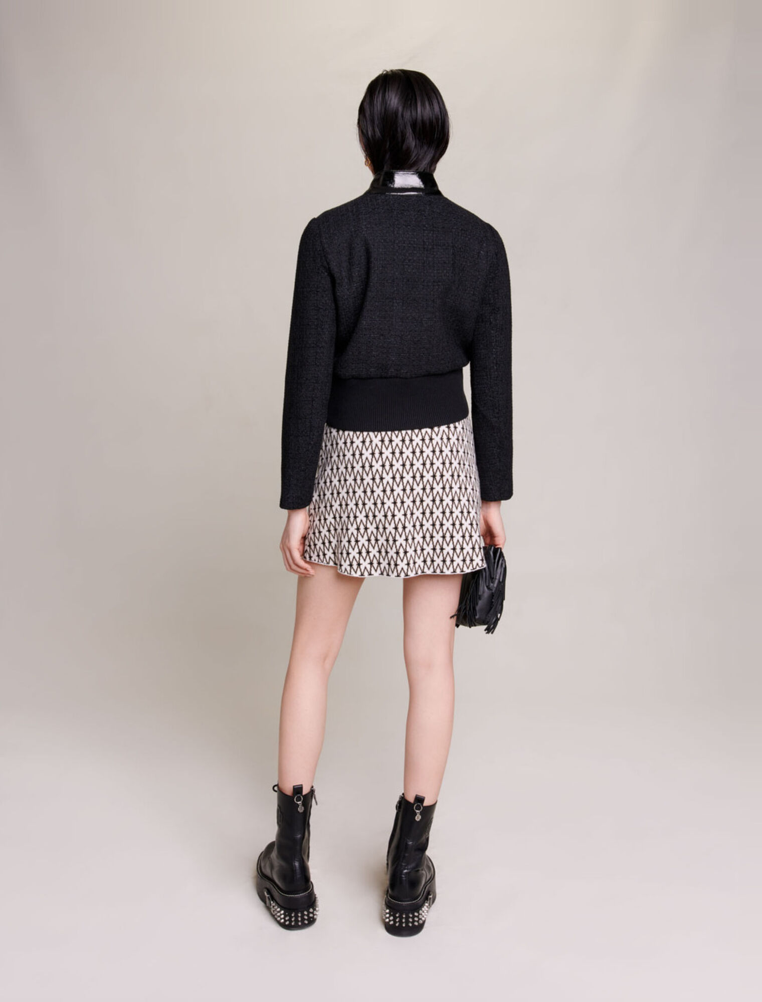 Blouson tweed et vinyle