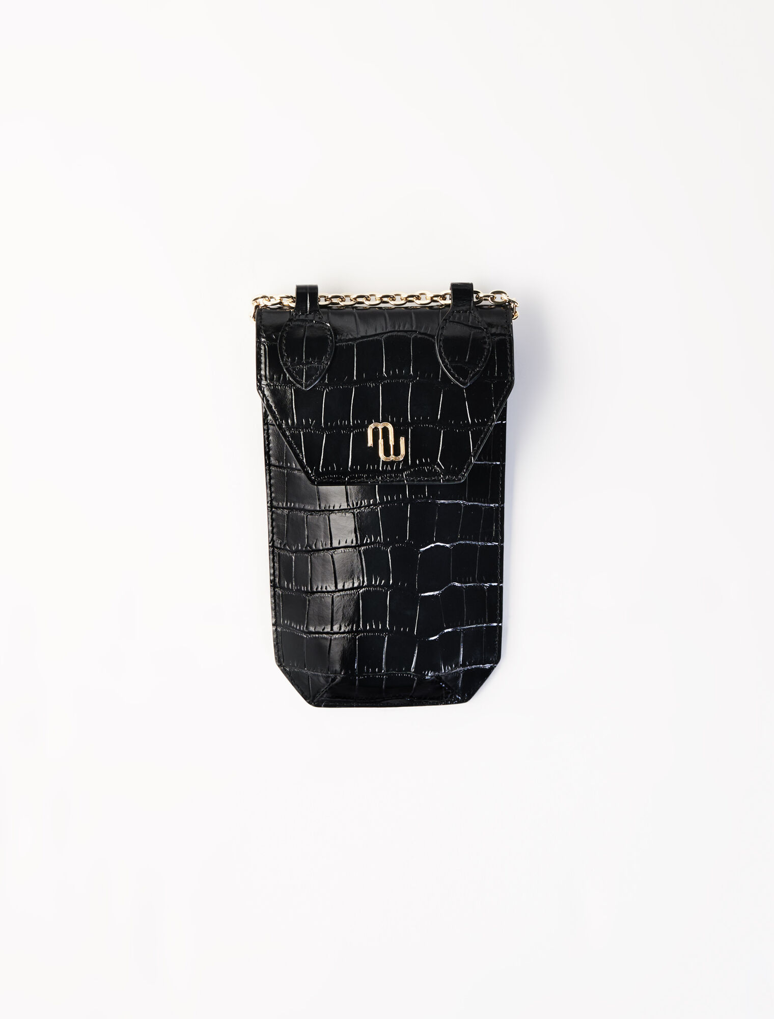 Croco embossed leather phone holder