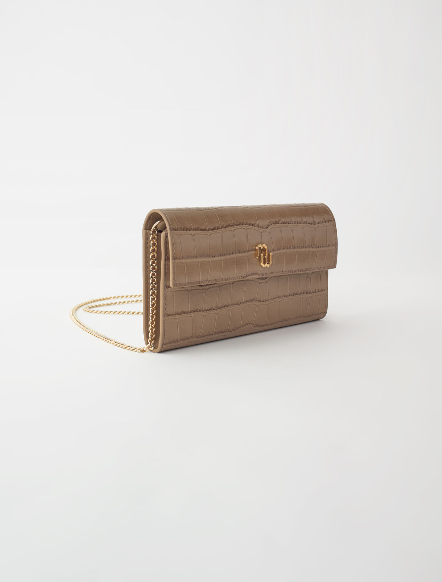 Portefeuille croco avec chaîne