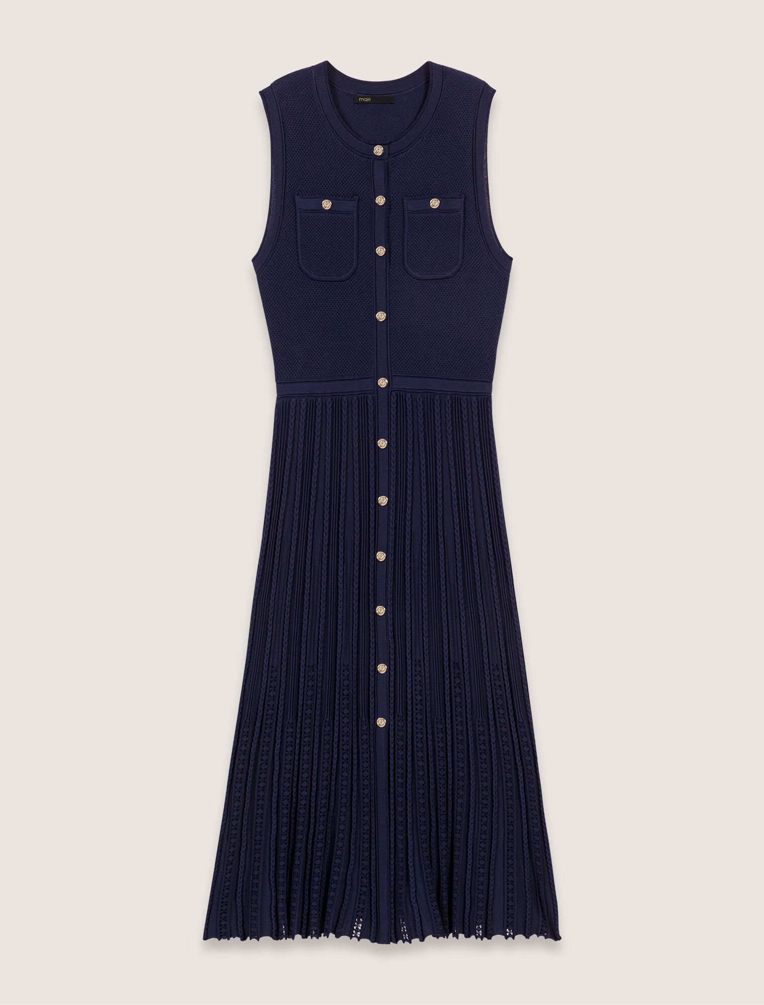 Robe longue plissée en maille