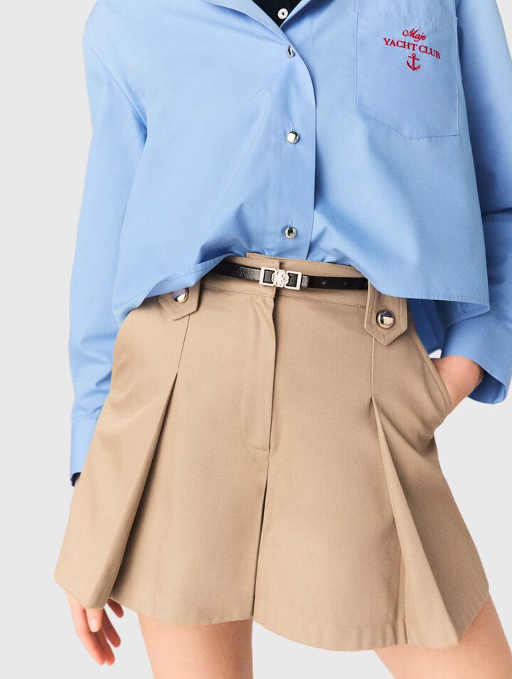 Short &agrave; plis en coton
