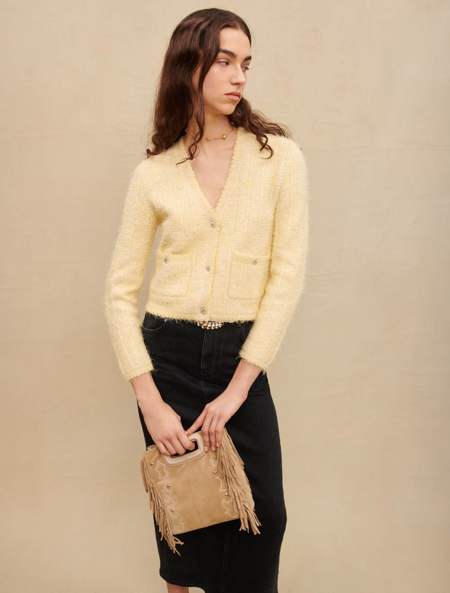 Gilet en maille effet tweed