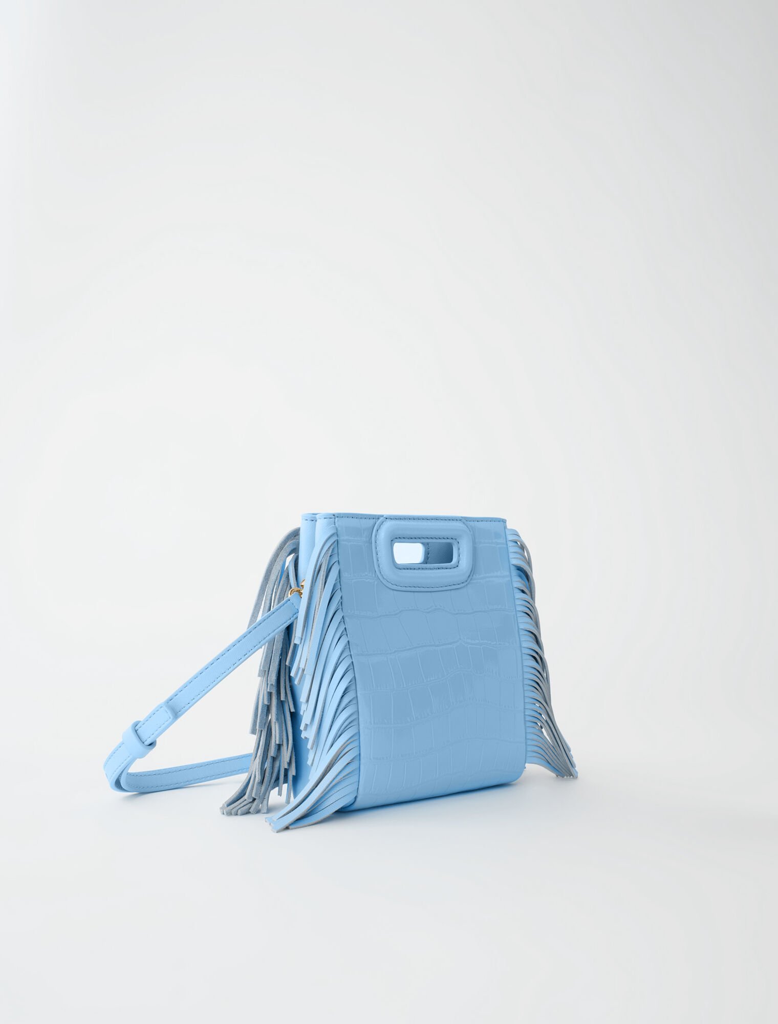 Mini embossed-leather M bag with chain