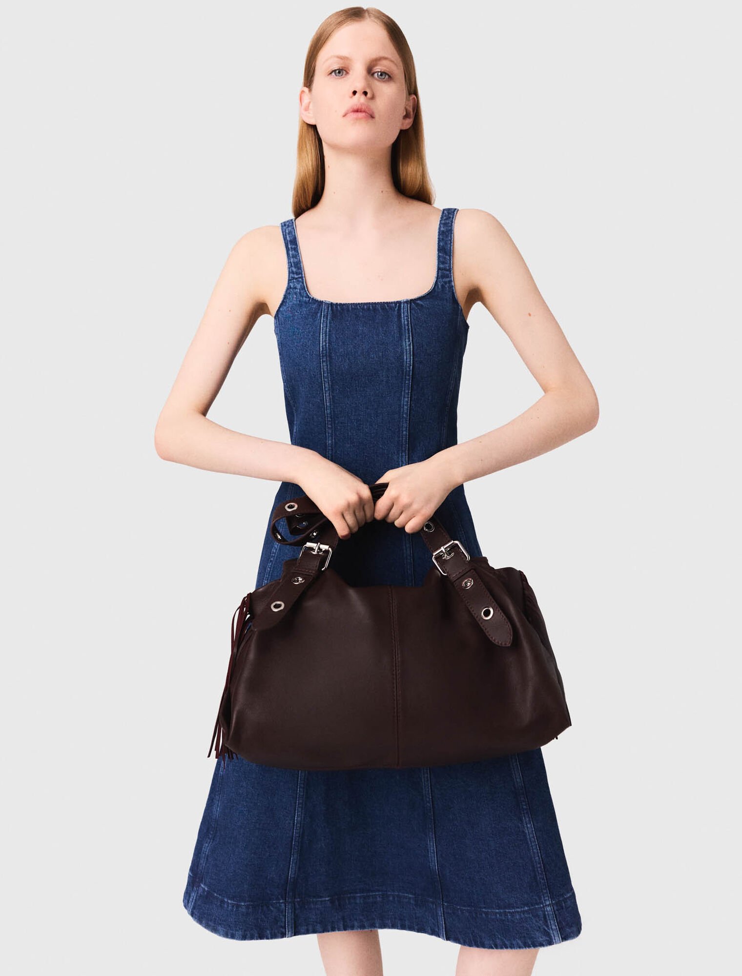 Maxi denim babydoll dress