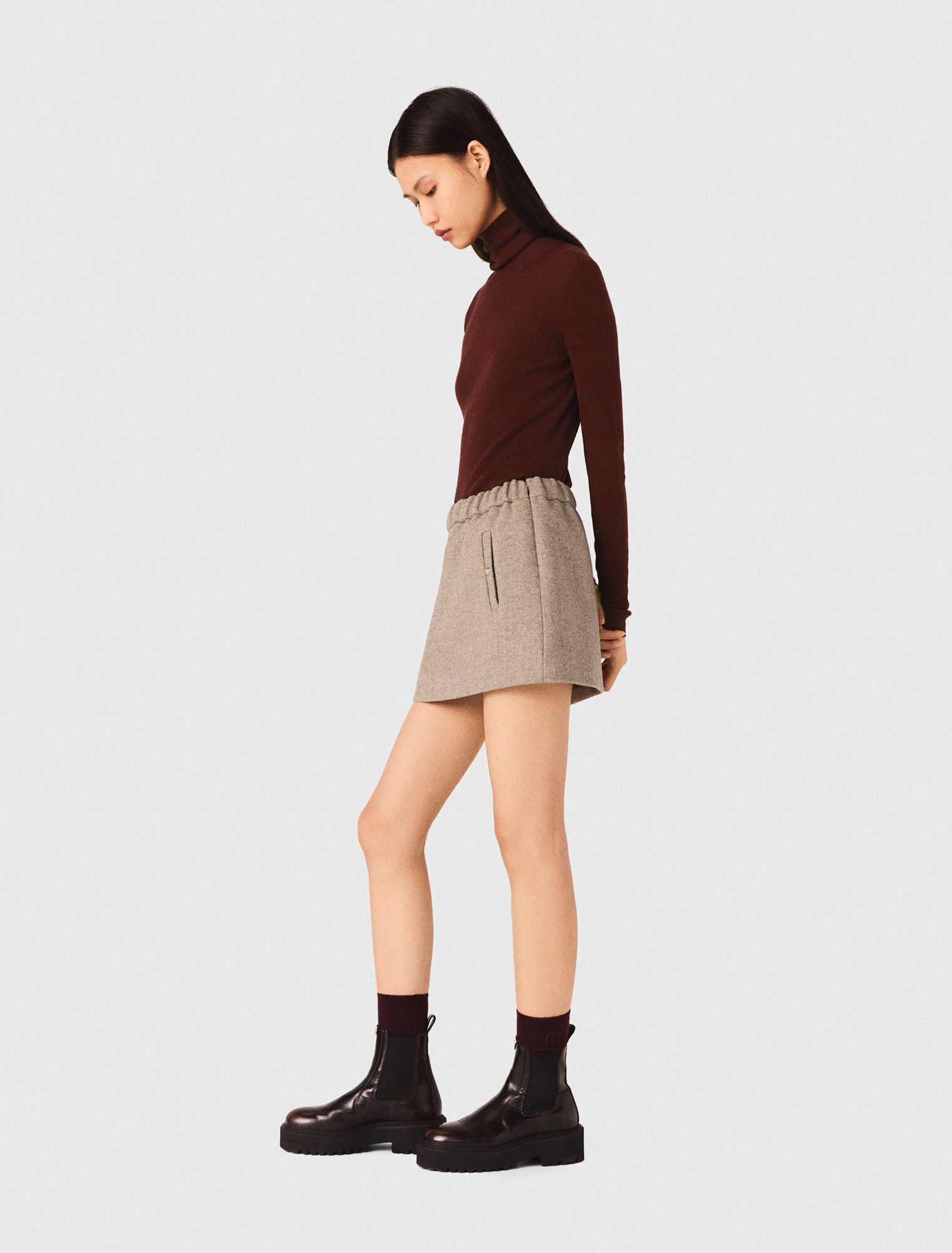 Open polo collar cardigan