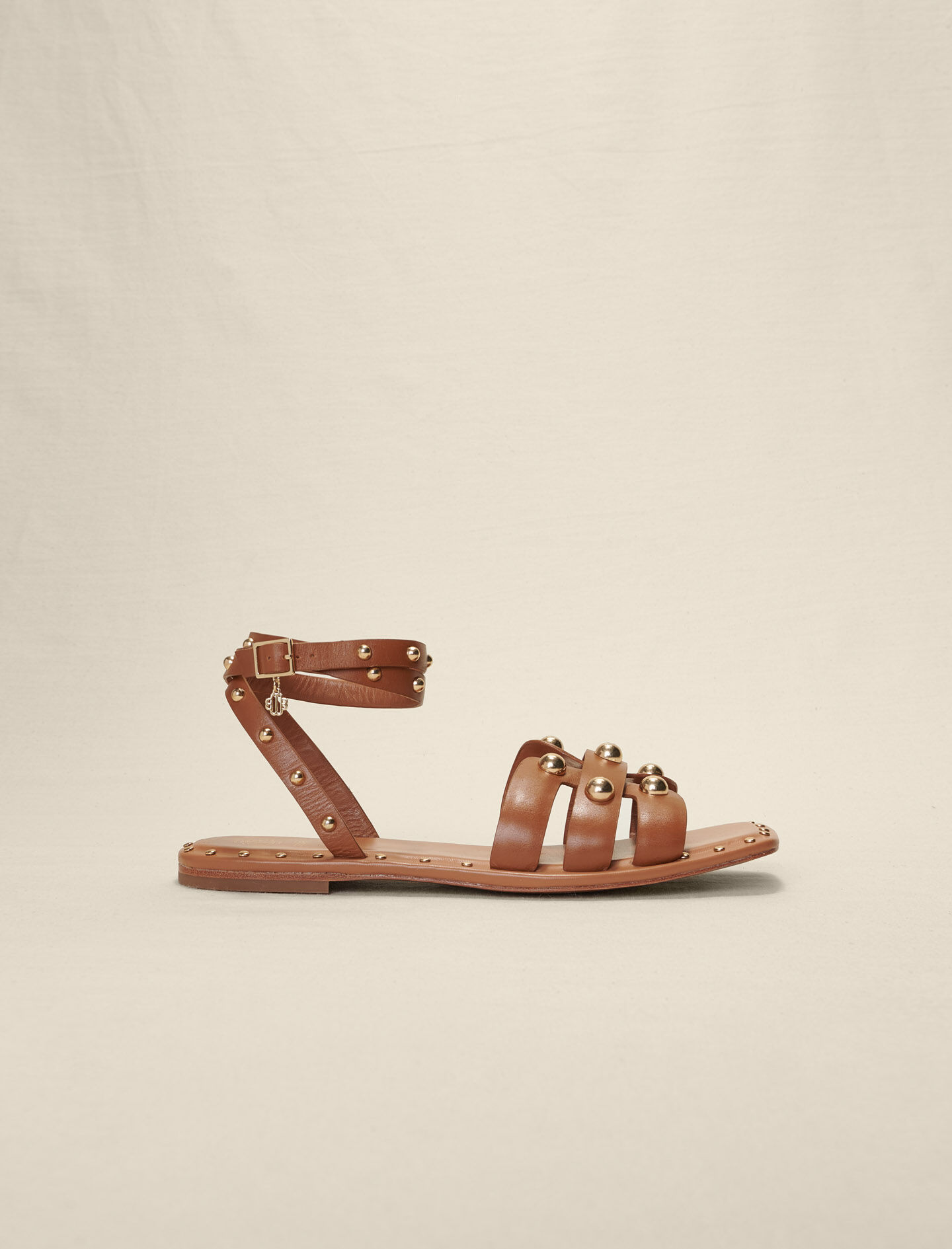 Studded leather sandals Brown For Women Maje
