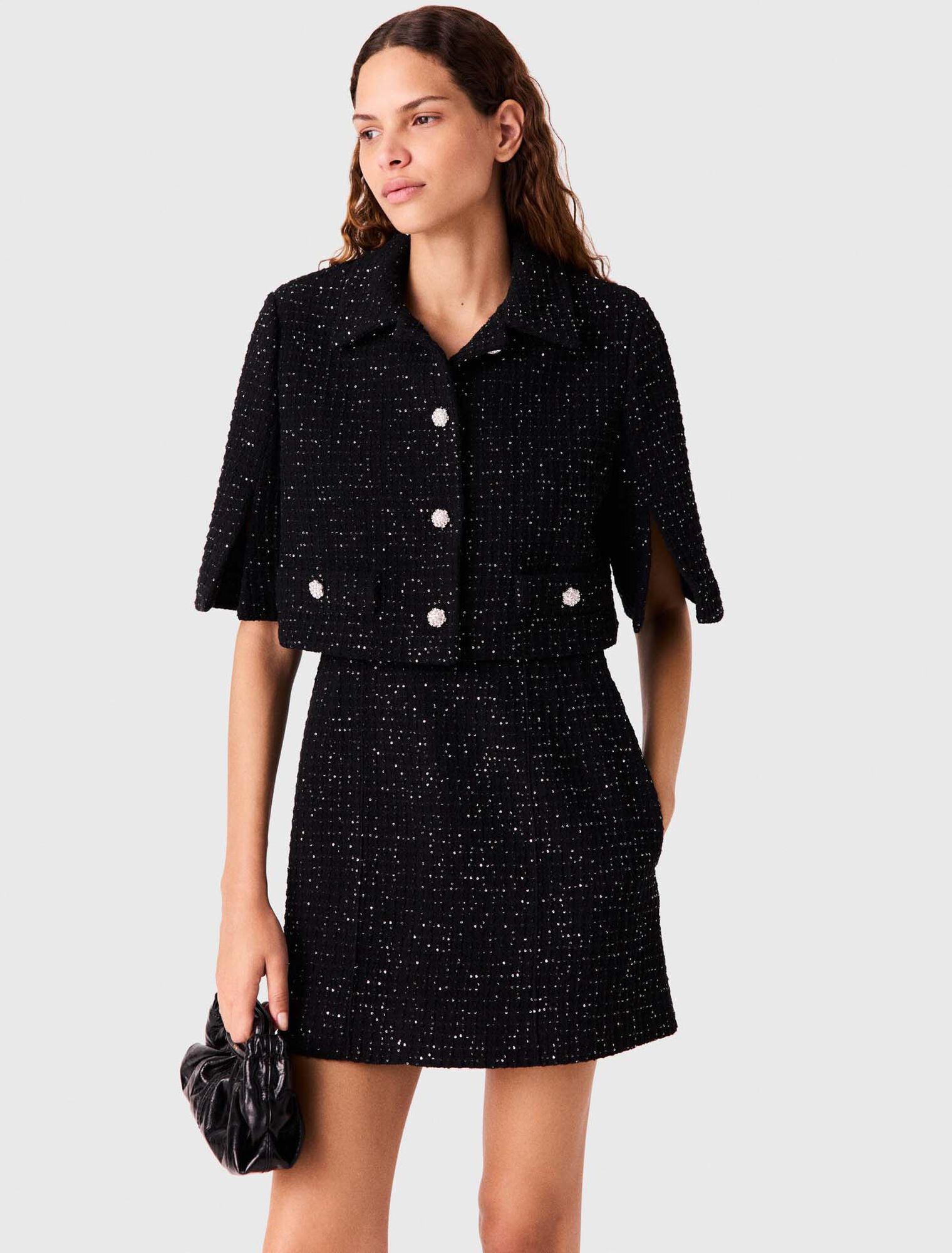 2-in-1 sequin tweed dress