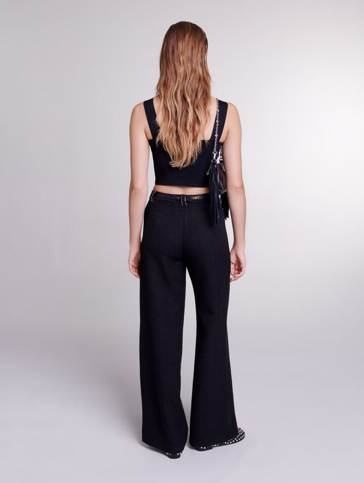 Pantalon large en tweed