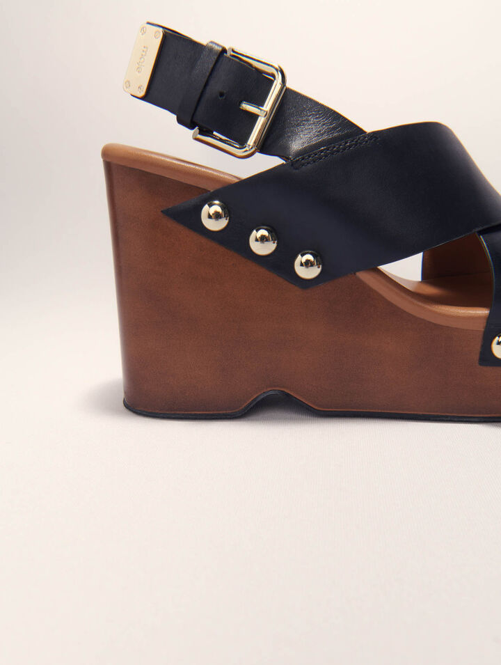 Sandales compensées en cuir