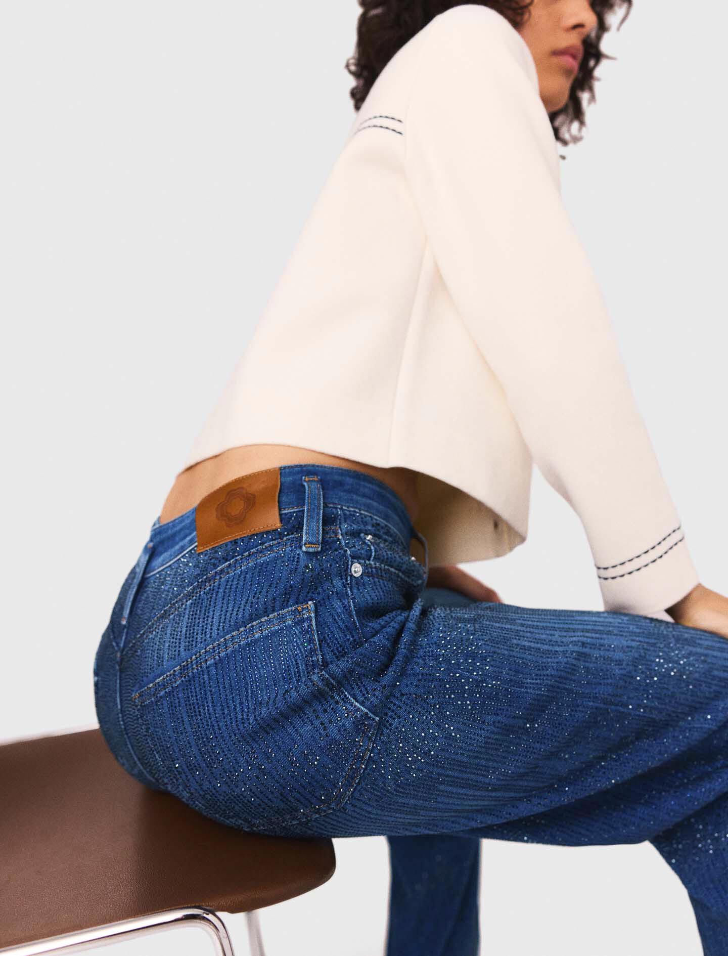 majeページ Rhinestone jeans Blue For Women | Maje