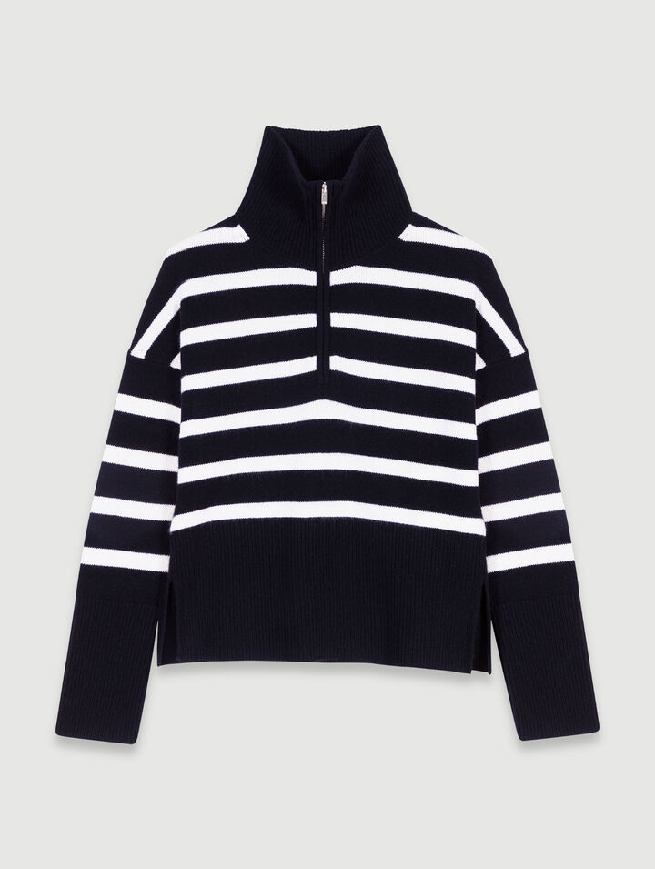 Stripe print high-neck jumper