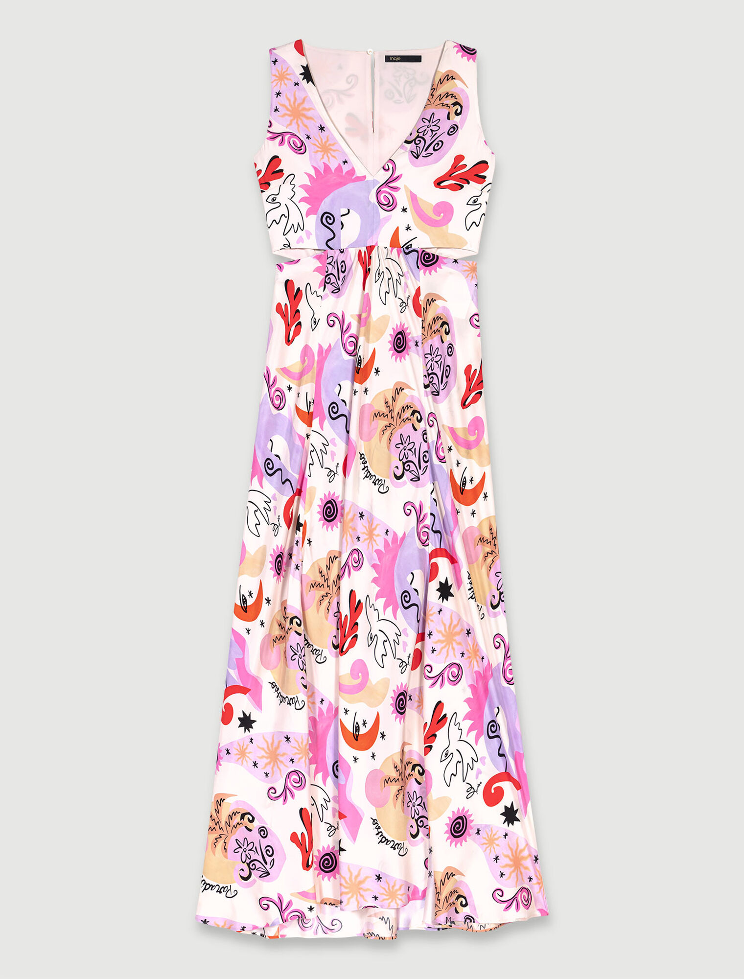 Robe longue ajourée en soie
