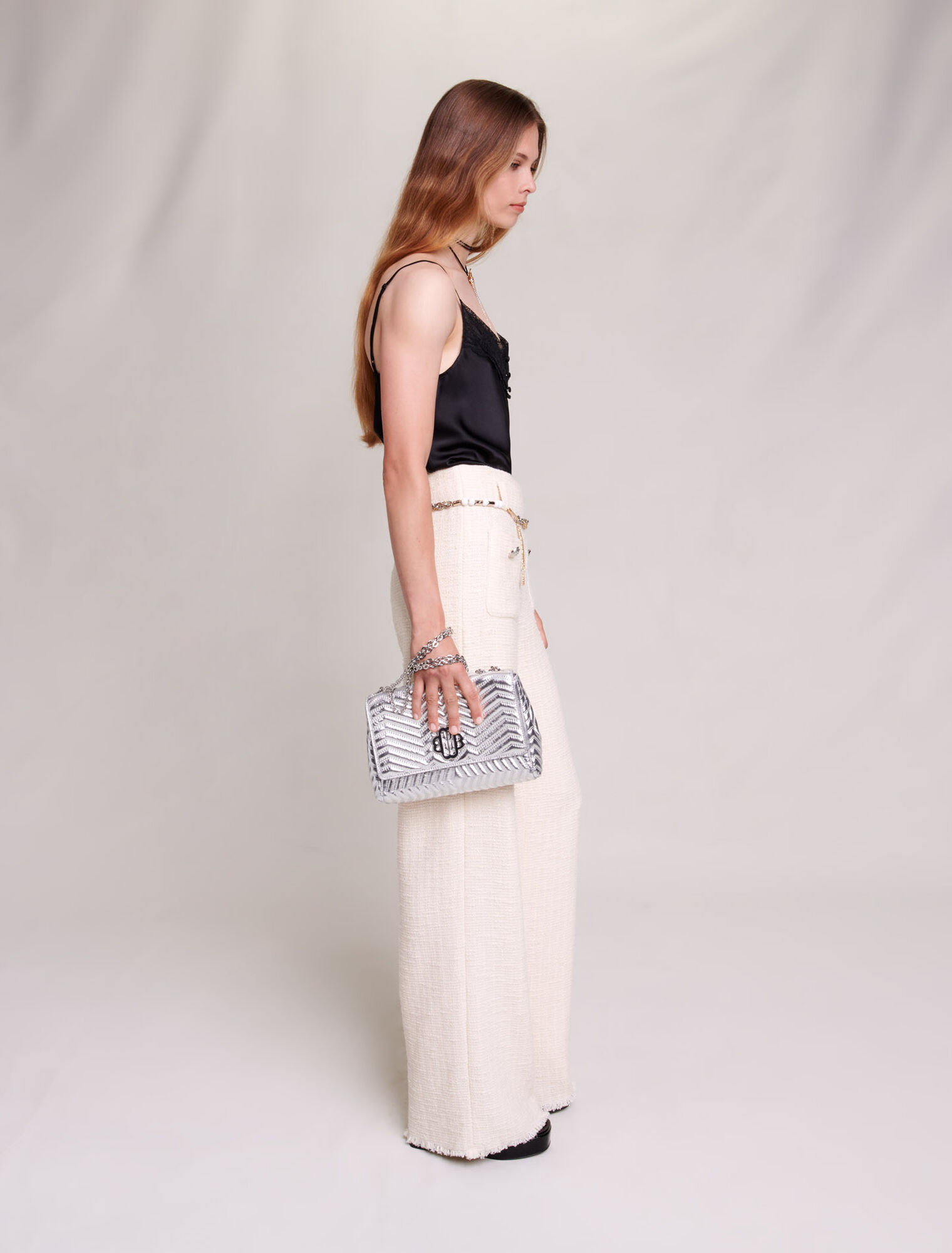 Pantalon large en tweed