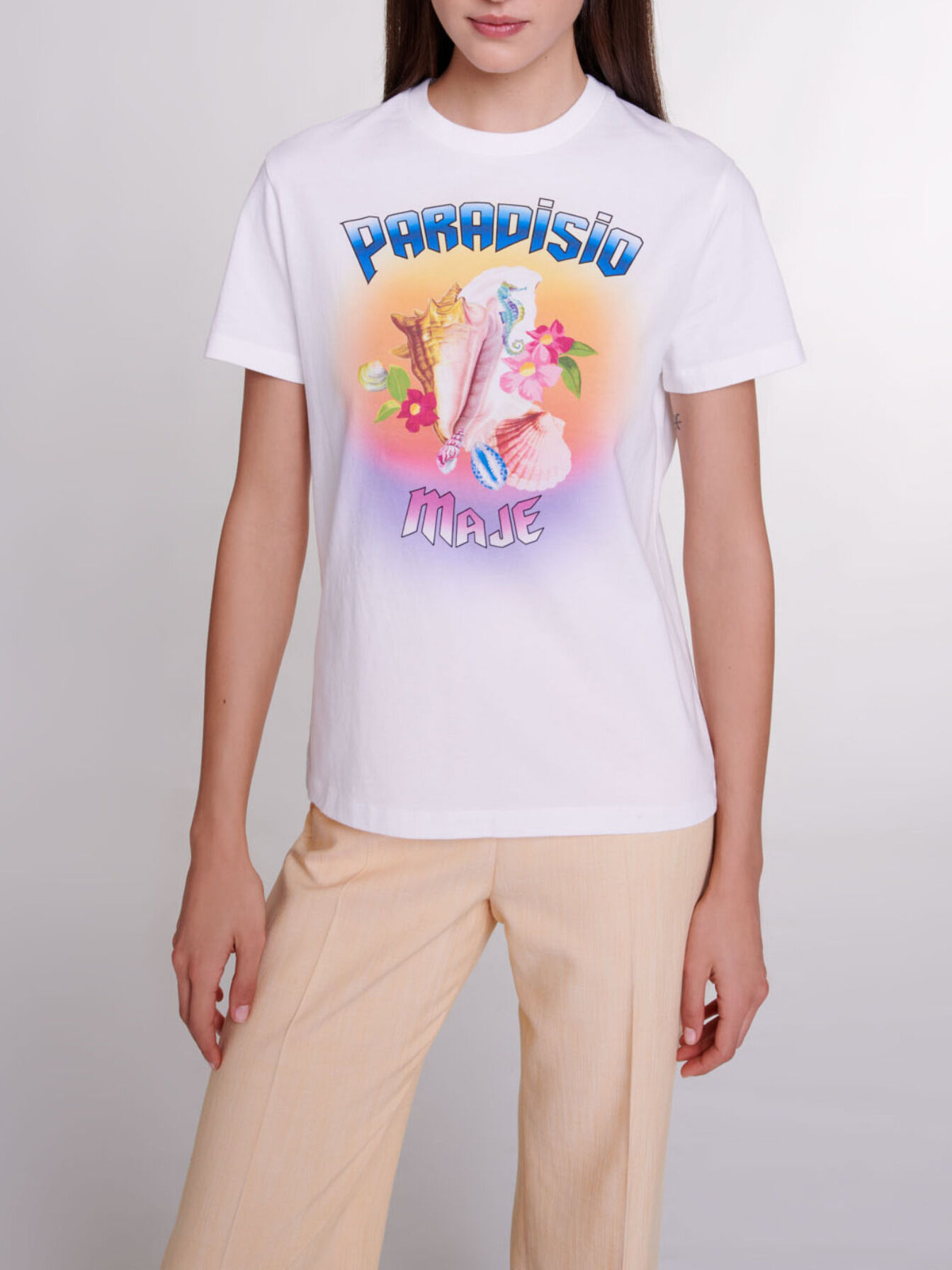 Paradisio printed t-shirt White For Women | Maje