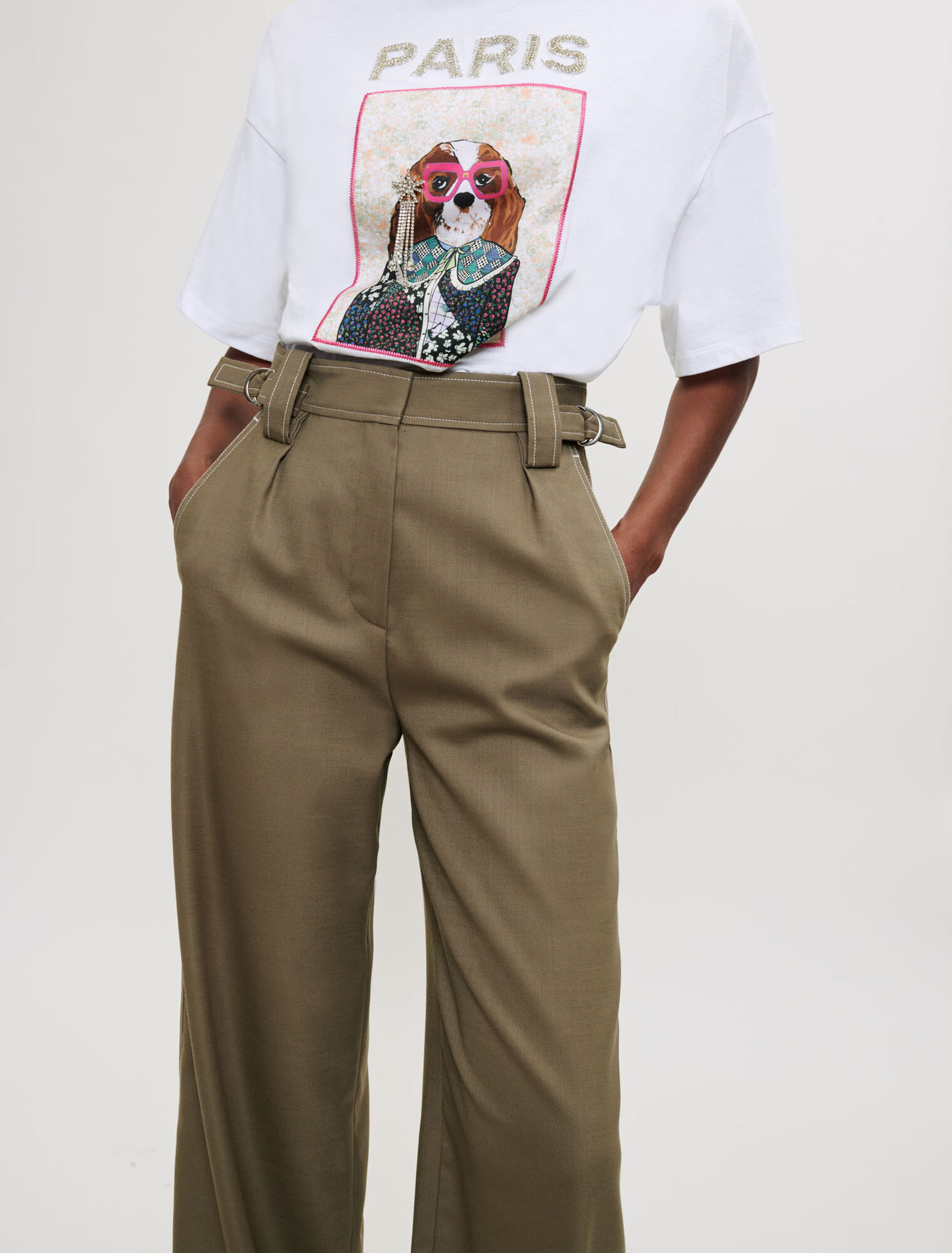 High-waisted tailored trousers