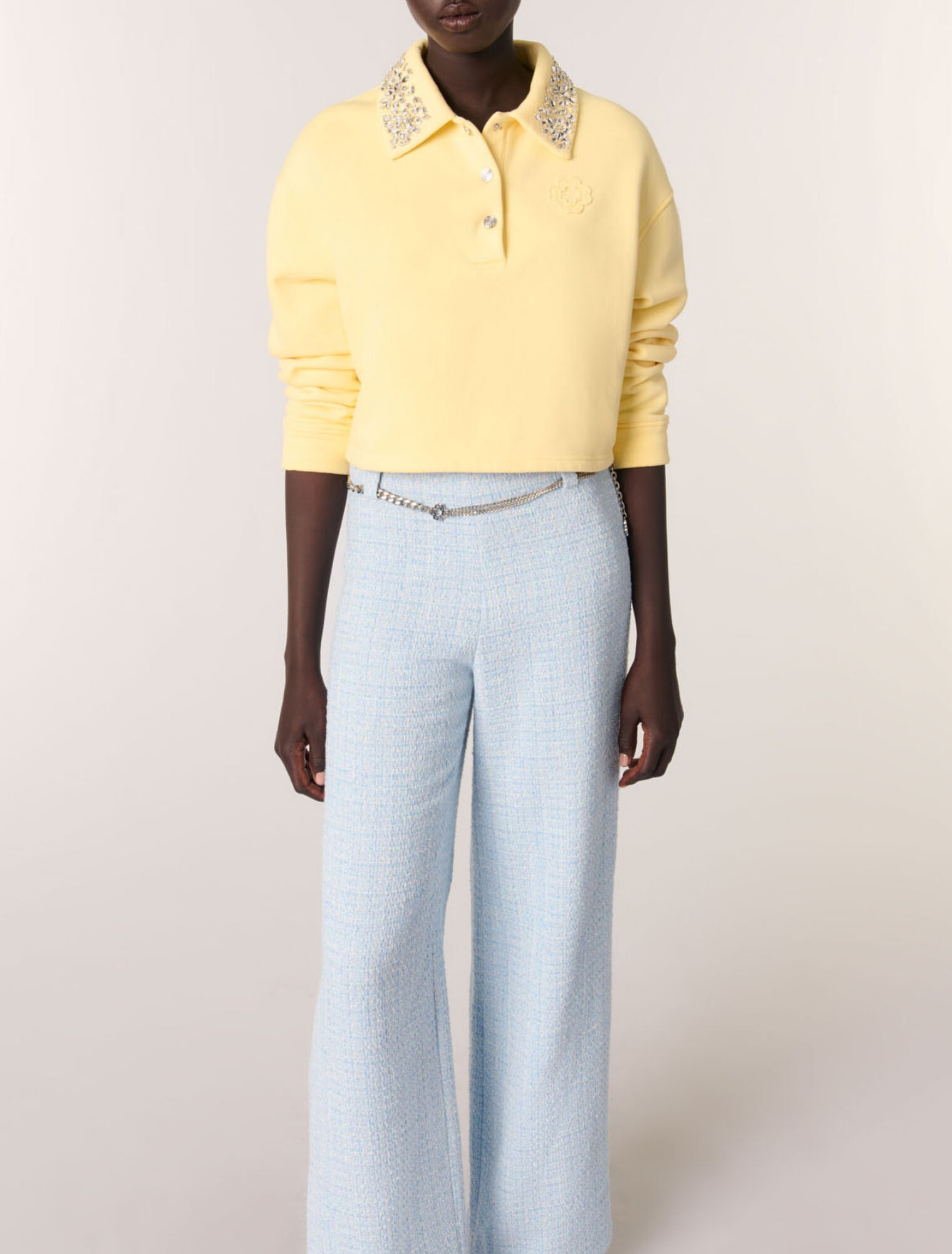 Pantalon en tweed avec ceinture
