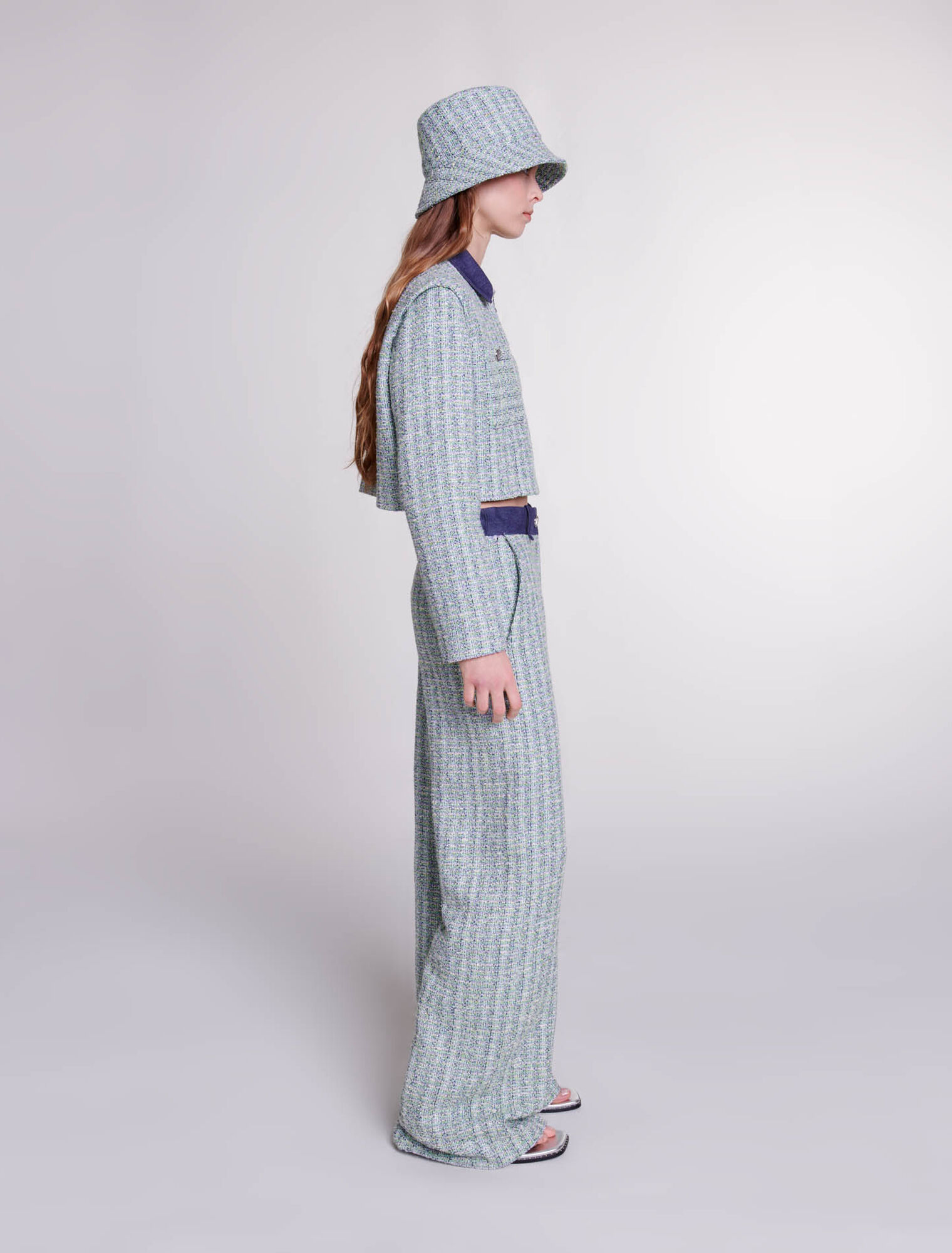Pantalon large en tweed