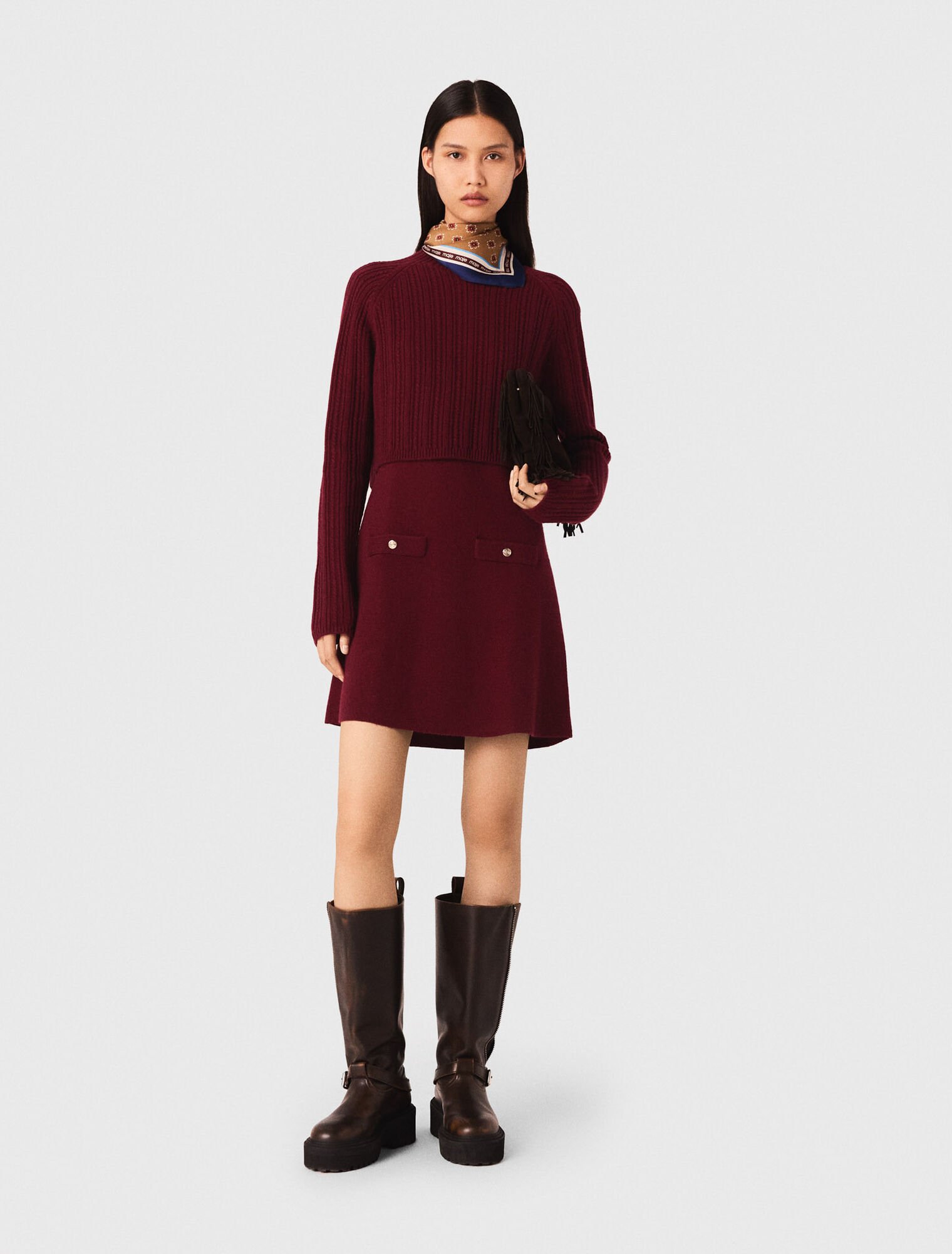 Knit dress with removable sweater