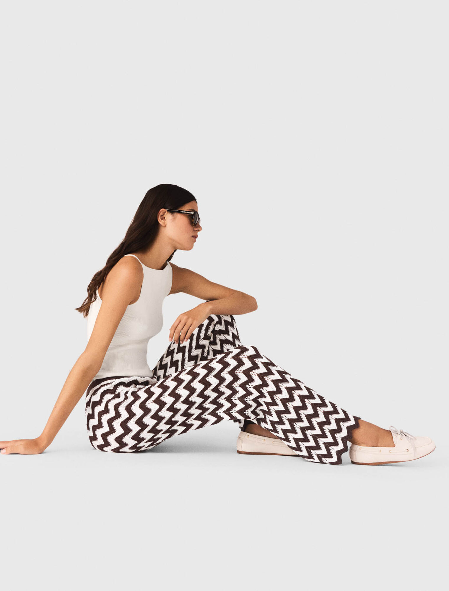 Pantalon en crochet &agrave; motif zigzag