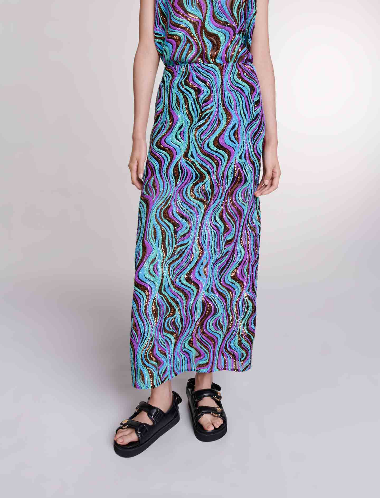 レディースウェア Gauge Pochette Skirt | WOMEN Sequin maxi skirt Multicolor For Women | Maje
