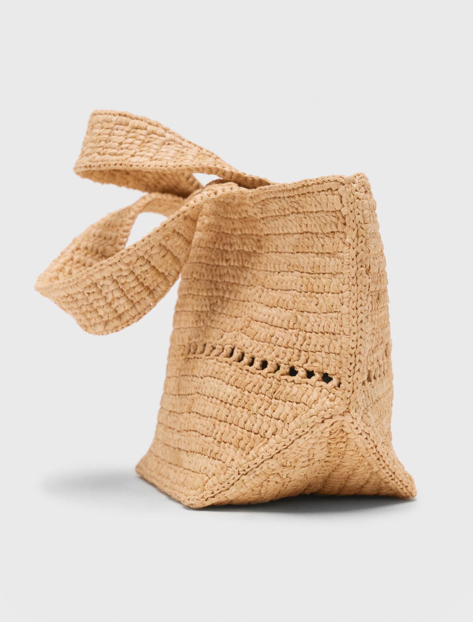 Natural raffia mini tote