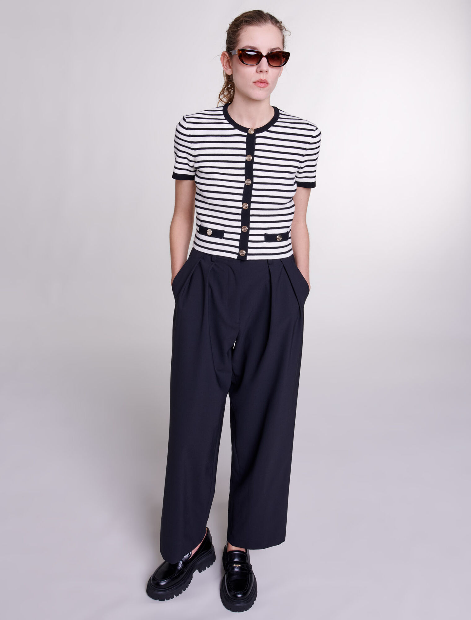 Wide-leg trousers with belt