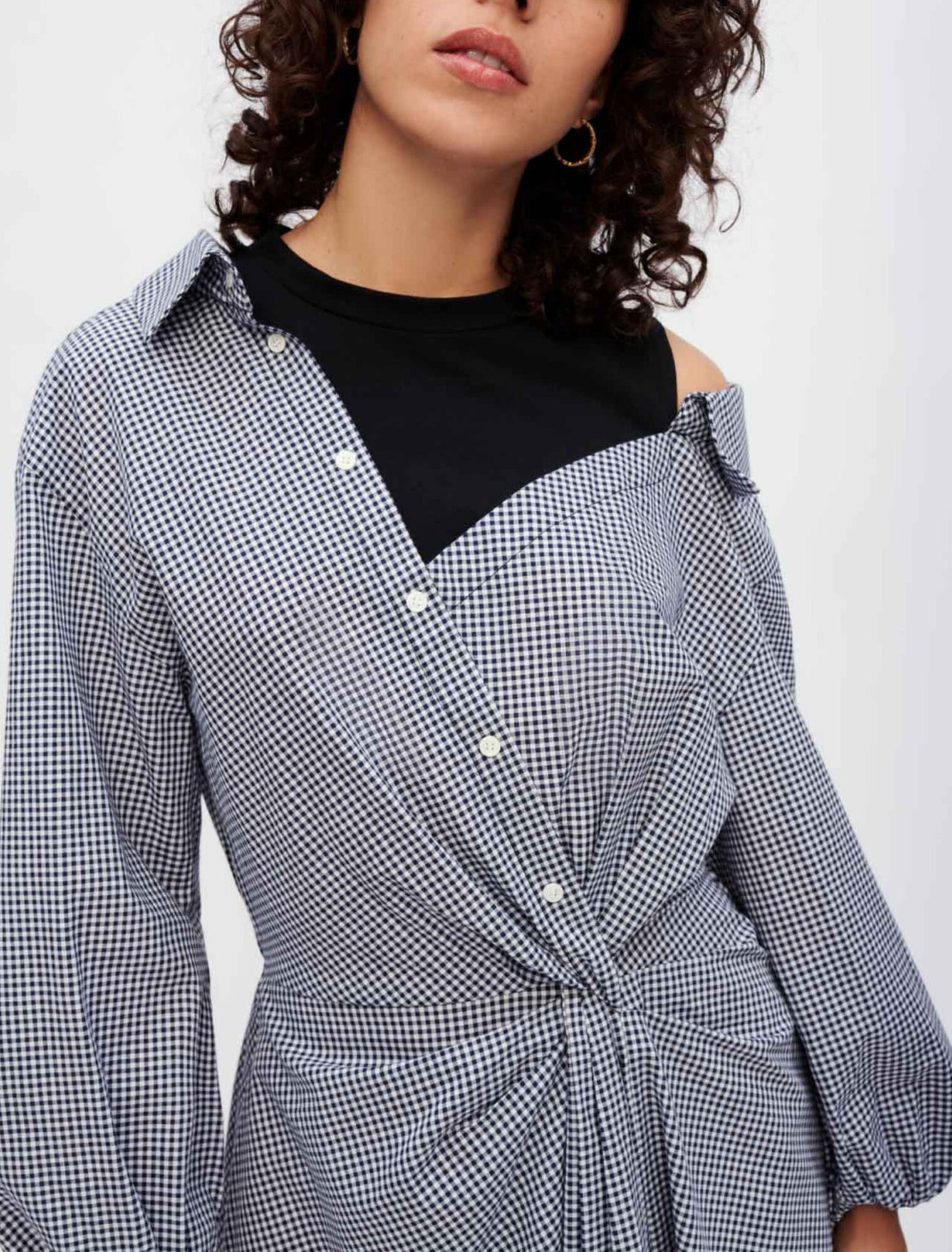 Robe chemise trompe-l'œil à carreaux