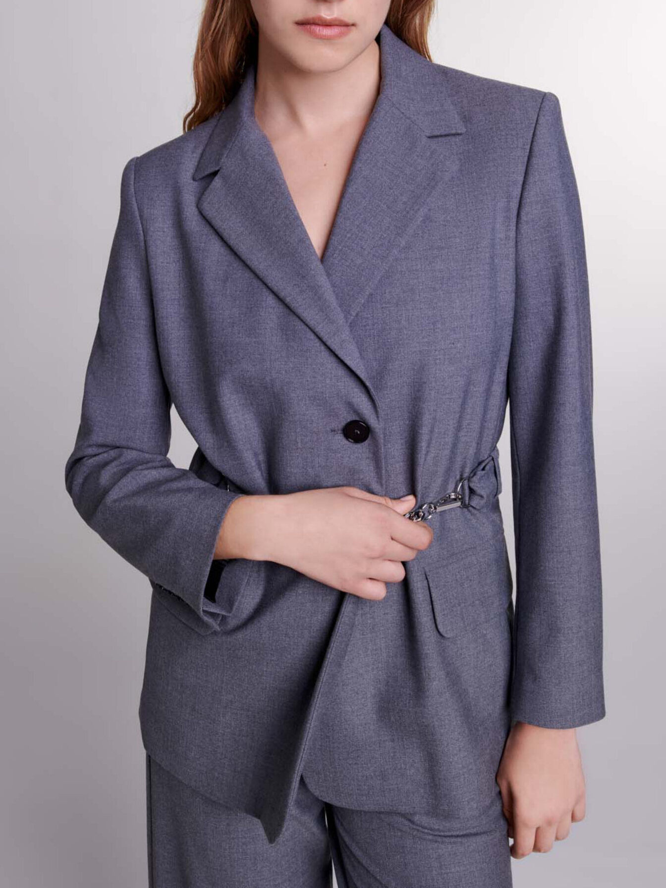 めい Silver hooded jacket