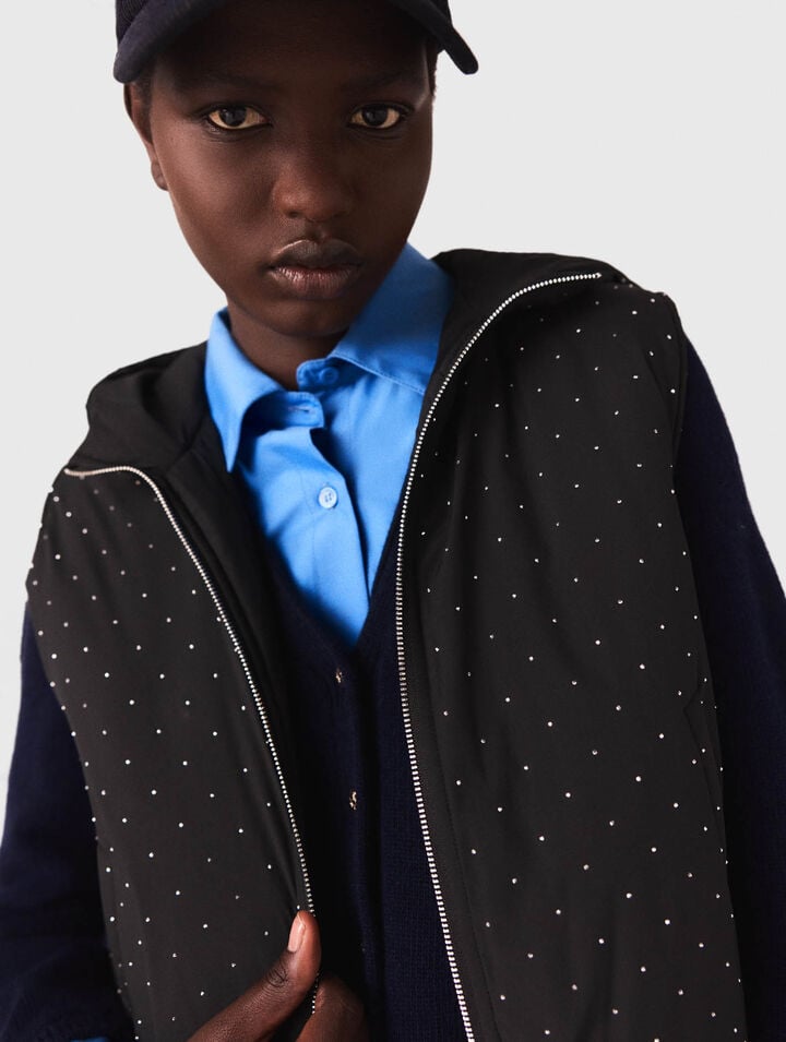 Rhinestone sleeveless puffer vest