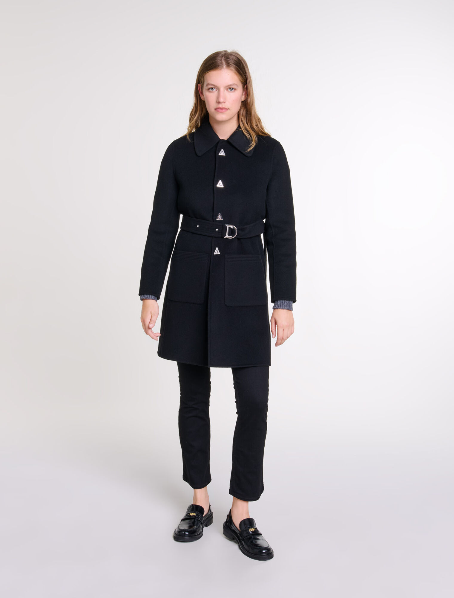 Belted mid-length coat