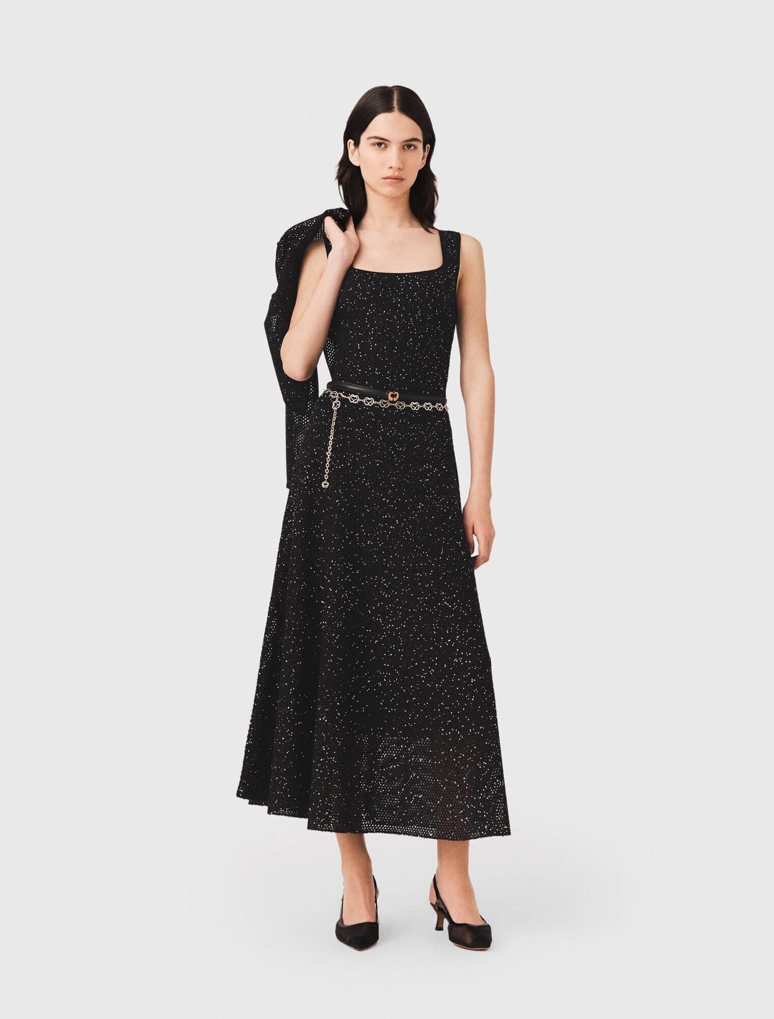 Rhinestone knit maxi dress