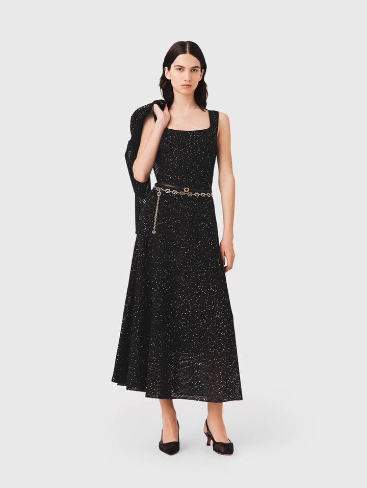 Rhinestone knit maxi dress