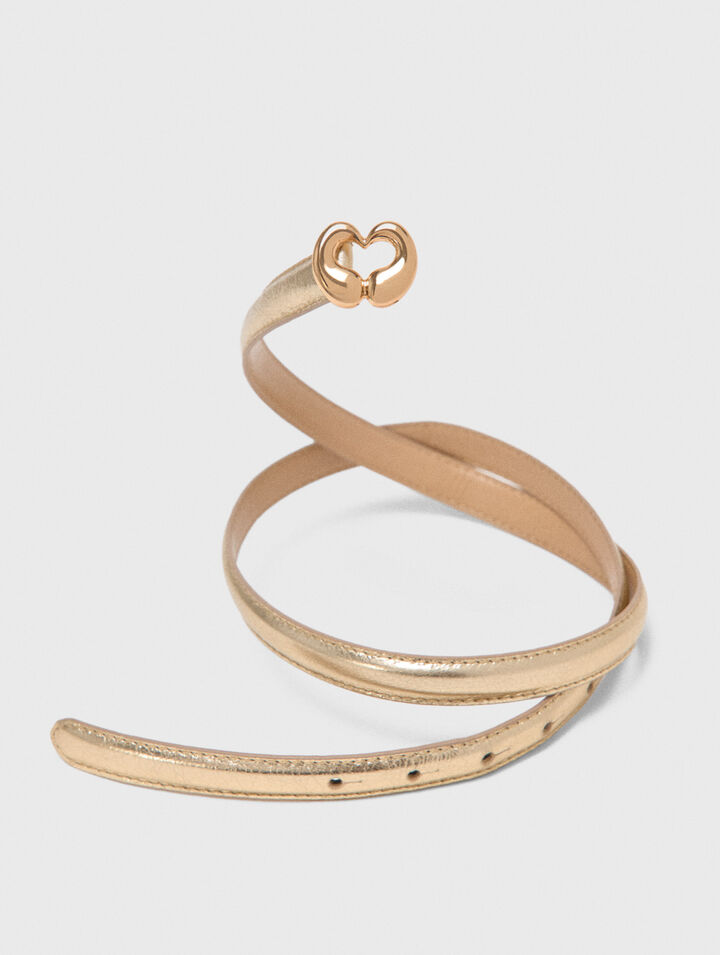 Slim metallic leather belt