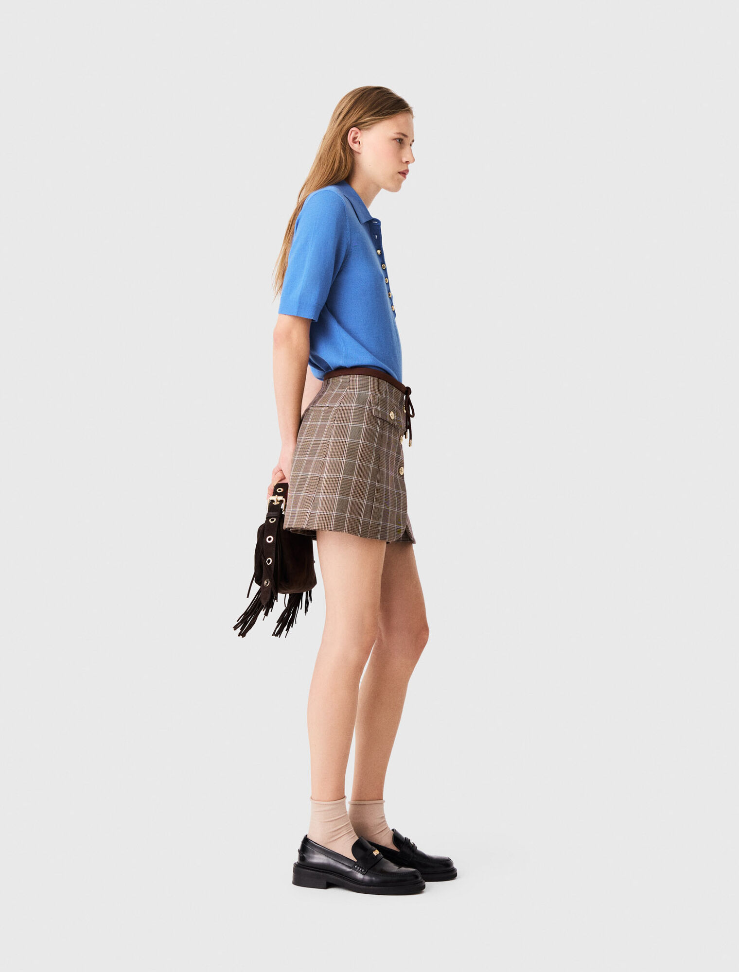 Layered-effect suit shorts