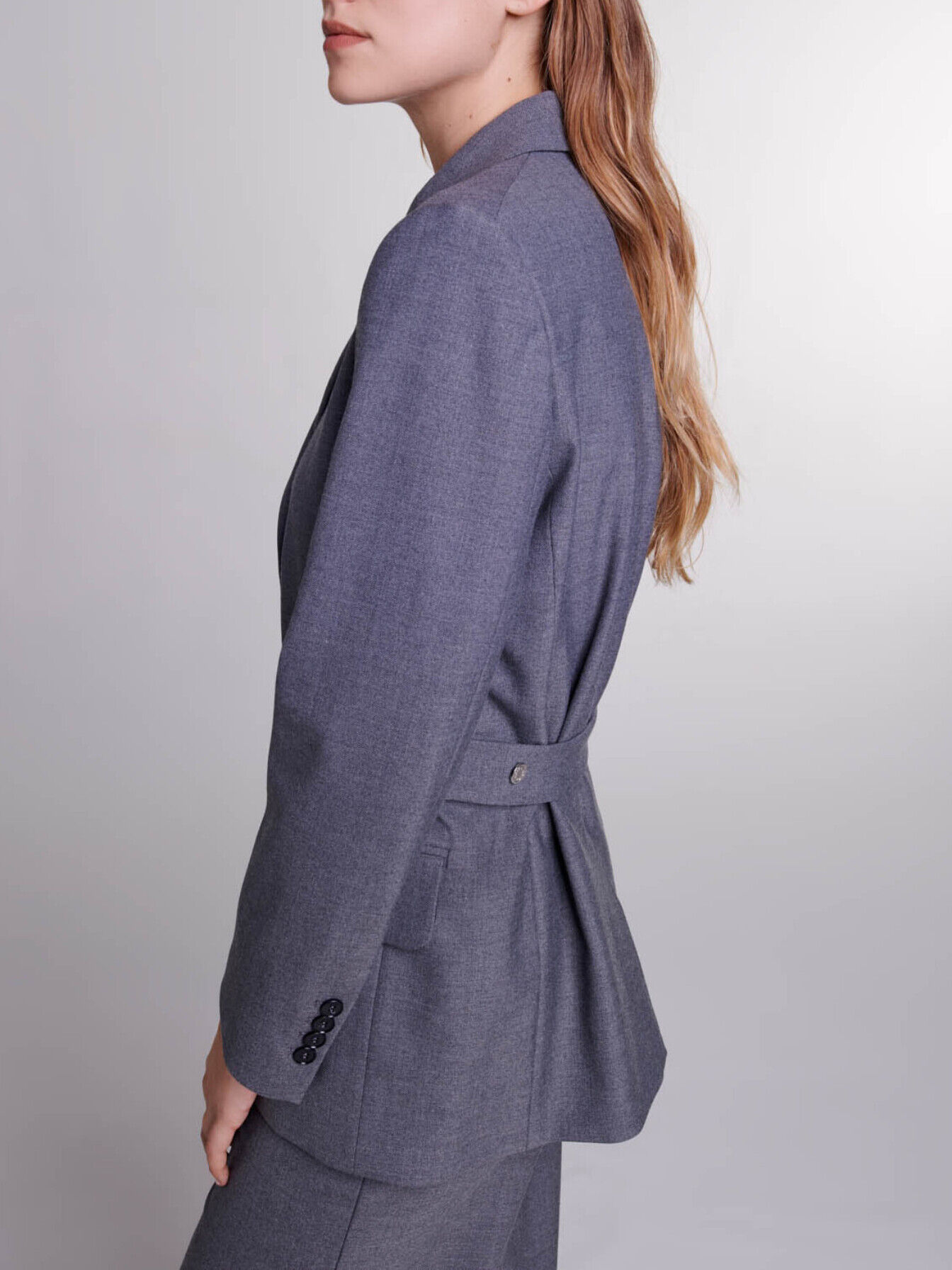 めい　0710 Suit jacket with chain belt Black / Gray For Women | Maje
