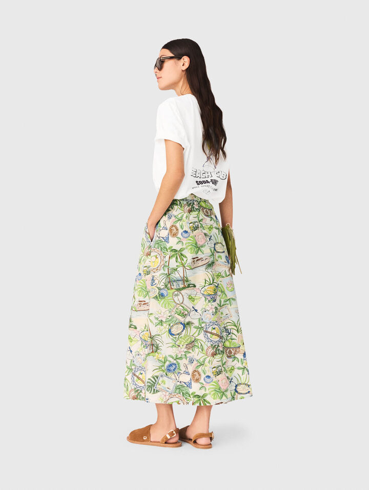Printed maxi skirt with shorts